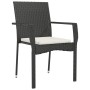 Set de comedor de jardín 7 pzas y cojines ratán sintético negro de vidaXL, Conjuntos de jardín - Ref: Foro24-3185135, Precio:...