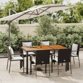 7-teiliges Garten-Esszimmerset und Kissen synthetisches Rattan schwarz von vidaXL, Gartensets - Ref: Foro24-3184990, Preis: 5...