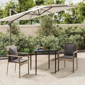 Garten-Essgruppe 3-teilig und schwarzgraue synthetische Rattankissen von vidaXL, Gartensets - Ref: Foro24-3185101, Preis: 188...