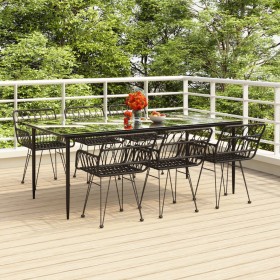 Juego de comedor de jardín 7 piezas ratán sintético negro de vidaXL, Conjuntos de jardín - Ref: Foro24-3157857, Precio: 563,8...