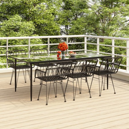 Garden dining set 7 pieces black synthetic rattan by vidaXL, Garden sets - Ref: Foro24-3157857, Price: 563,87 €, Discount: %