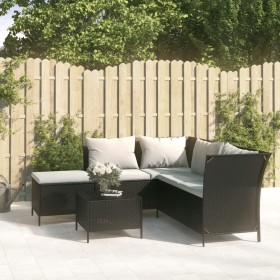 Garden set with 4-piece black synthetic rattan cushions by vidaXL, Garden sets - Ref: Foro24-319690, Price: 383,13 €, Discoun...