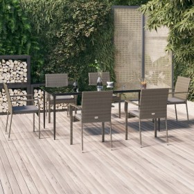 Garten-Essgruppe 7-teilig und schwarzgraue synthetische Rattankissen von vidaXL, Gartensets - Ref: Foro24-3185129, Preis: 545...