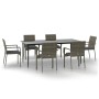 Set comedor jardín 7 pzas y cojines ratán sintético negro gris de vidaXL, Conjuntos de jardín - Ref: Foro24-3185129, Precio: ...