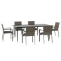 Set comedor jardín 7 pzas y cojines ratán sintético negro gris de vidaXL, Conjuntos de jardín - Ref: Foro24-3185129, Precio: ...