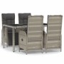 Set comedor de jardín 5 piezas con cojines ratán sintético gris de vidaXL, Conjuntos de jardín - Ref: Foro24-3185031, Precio:...