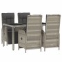 Set comedor de jardín 5 piezas con cojines ratán sintético gris de vidaXL, Conjuntos de jardín - Ref: Foro24-3185031, Precio:...