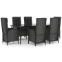 Set de comedor de jardín 7 pzas y cojines ratán sintético negro de vidaXL, Conjuntos de jardín - Ref: Foro24-3185173, Precio:...