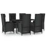 Set de comedor de jardín 7 pzas y cojines ratán sintético negro de vidaXL, Conjuntos de jardín - Ref: Foro24-3185190, Precio:...