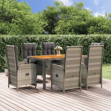 Garden dining set 7 pieces and gray synthetic rattan cushions by vidaXL, Garden sets - Ref: Foro24-3185051, Price: 1,00 €, Di...