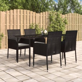 5-piece garden furniture set with black synthetic rattan cushions by vidaXL, Garden sets - Ref: Foro24-3185145, Price: 353,99...