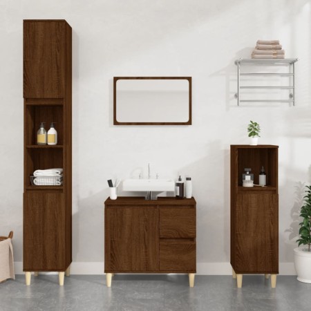 3-piece bathroom furniture set made of brown oak plywood by vidaXL, Bathroom furniture - Ref: Foro24-3185542, Price: 207,74 €...