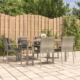 Garten-Essgruppe 7-teilig und graue synthetische Rattankissen von vidaXL, Gartensets - Ref: Foro24-3184972, Preis: 480,99 €, ...