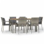 Set comedor jardín 7 pzas y cojines ratán sintético gris de vidaXL, Conjuntos de jardín - Ref: Foro24-3184972, Precio: 489,35...