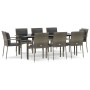 Set comedor jardín 9 pzas y cojines ratán sintético negro gris de vidaXL, Conjuntos de jardín - Ref: Foro24-3185106, Precio: ...