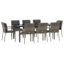 Set comedor jardín 9 pzas y cojines ratán sintético negro gris de vidaXL, Conjuntos de jardín - Ref: Foro24-3185106, Precio: ...