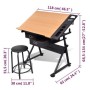 Tilting drafting table with 2 drawers and stool by vidaXL, Art and drawing tables - Ref: Foro24-20087, Price: 162,58 €, Disco...