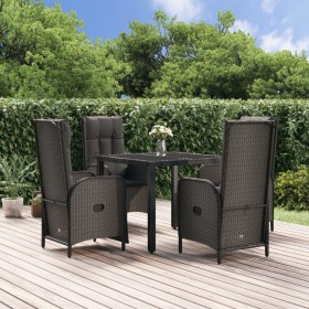 5-teiliges Gartenmöbel-Set mit schwarzen synthetischen Rattankissen von vidaXL, Gartensets - Ref: Foro24-3185065, Preis: 677,...