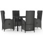 Set de muebles jardín 5 pzas con cojines ratán sintético negro de vidaXL, Conjuntos de jardín - Ref: Foro24-3185065, Precio: ...