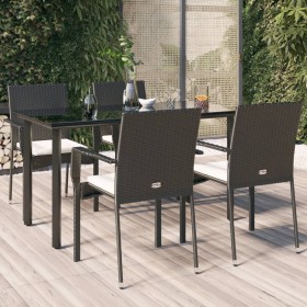 Set de muebles jardín 5 pzas con cojines ratán sintético negro de vidaXL, Conjuntos de jardín - Ref: Foro24-3185133, Precio: ...