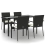 Set de muebles jardín 5 pzas con cojines ratán sintético negro de vidaXL, Conjuntos de jardín - Ref: Foro24-3185133, Precio: ...