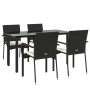 Set de muebles jardín 5 pzas con cojines ratán sintético negro de vidaXL, Conjuntos de jardín - Ref: Foro24-3185133, Precio: ...