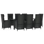 Set de comedor de jardín 9 pzas y cojines ratán sintético negro de vidaXL, Conjuntos de jardín - Ref: Foro24-3185194, Precio:...