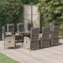 Garden dining set 9 pieces and black gray synthetic rattan cushions by vidaXL, Garden sets - Ref: Foro24-3185186, Price: 1,00...