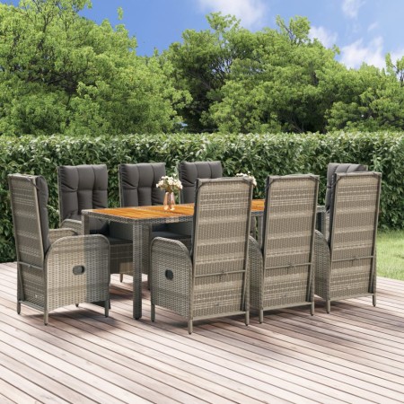 Garden dining set 9 pieces and gray synthetic rattan cushions by vidaXL, Garden sets - Ref: Foro24-3185052, Price: 1,00 €, Di...