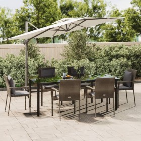 Garten-Essgruppe 7-teilig und schwarzgraue Kissen aus synthetischem Rattan von vidaXL, Gartensets - Ref: Foro24-3185117, Prei...