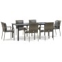 Set comedor jardín 7 pzas y cojines ratán sintético negro gris de vidaXL, Conjuntos de jardín - Ref: Foro24-3185117, Precio: ...