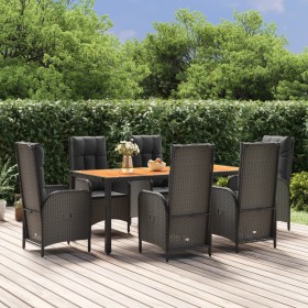 7-teiliges Garten-Esszimmerset und Kissen synthetisches Rattan schwarz von vidaXL, Gartensets - Ref: Foro24-3185072, Preis: 9...