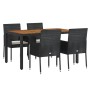 Set de muebles jardín 5 pzas con cojines ratán sintético negro de vidaXL, Conjuntos de jardín - Ref: Foro24-3185013, Precio: ...