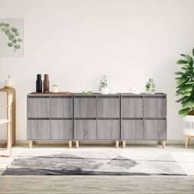 Aparadores 3 uds madera contrachapada gris Sonoma 60x35x70 cm de vidaXL, Aparadores - Ref: Foro24-3185773, Precio: 170,99 €, ...