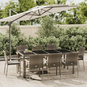 Garden dining set 9 pieces and gray synthetic rattan cushions by vidaXL, Garden sets - Ref: Foro24-3184986, Price: 620,99 €, ...