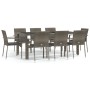 Set comedor jardín 9 pzas y cojines ratán sintético gris de vidaXL, Conjuntos de jardín - Ref: Foro24-3184986, Precio: 620,79...