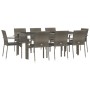 Set comedor jardín 9 pzas y cojines ratán sintético gris de vidaXL, Conjuntos de jardín - Ref: Foro24-3184986, Precio: 620,79...