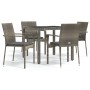 Set comedor de jardín 5 piezas con cojines ratán sintético gris de vidaXL, Conjuntos de jardín - Ref: Foro24-3184982, Precio:...