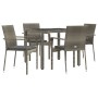 Set comedor de jardín 5 piezas con cojines ratán sintético gris de vidaXL, Conjuntos de jardín - Ref: Foro24-3184982, Precio:...