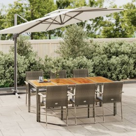 Garten-Essgruppe 7-teilig und graue synthetische Rattankissen von vidaXL, Gartensets - Ref: Foro24-3184997, Preis: 494,99 €, ...