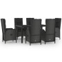 Set comedor jardín 7 pzas y cojines ratán sintético negro gris de vidaXL, Conjuntos de jardín - Ref: Foro24-3185056, Precio: ...