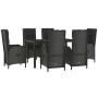 Set comedor jardín 7 pzas y cojines ratán sintético negro gris de vidaXL, Conjuntos de jardín - Ref: Foro24-3185056, Precio: ...