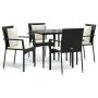 Set de muebles jardín 5 pzas con cojines ratán sintético negro de vidaXL, Conjuntos de jardín - Ref: Foro24-3185096, Precio: ...