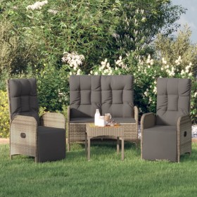 3-piece garden dining set with gray synthetic rattan cushions by vidaXL, Garden sets - Ref: Foro24-3185092, Price: 421,99 €, ...