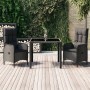 3-teiliges Garten-Esszimmer-Set mit Kissen synthetisches Rattan schwarz von vidaXL, Gartensets - Ref: Foro24-3185053, Preis: ...