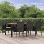 Set de comedor de jardín 7 pzas y cojines ratán sintético negro de vidaXL, Conjuntos de jardín - Ref: Foro24-3185015, Precio:...