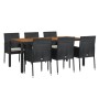 Set de comedor de jardín 7 pzas y cojines ratán sintético negro de vidaXL, Conjuntos de jardín - Ref: Foro24-3185015, Precio:...