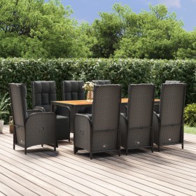 9-piece garden dining set with black synthetic rattan cushions. by vidaXL, Garden sets - Ref: Foro24-3185079, Price: 1,00 €, ...