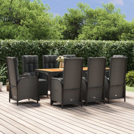 9-teiliges Garten-Esszimmerset und Kissen synthetisches Rattan schwarz von vidaXL, Gartensets - Ref: Foro24-3185079, Preis: 1...