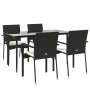 Set de muebles jardín 5 pzas con cojines ratán sintético negro de vidaXL, Conjuntos de jardín - Ref: Foro24-3185121, Precio: ...